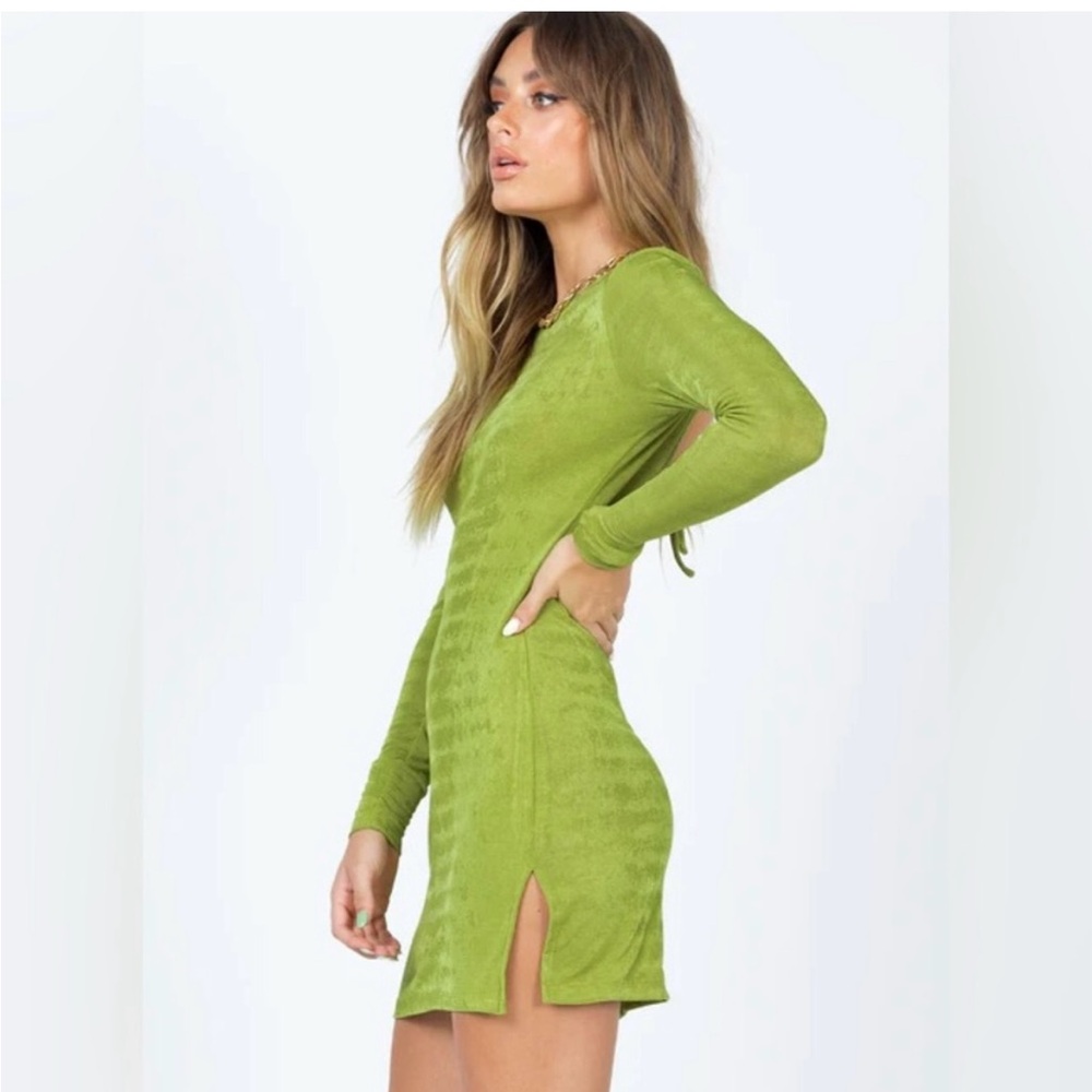 Lioness Green Ribbed Bodycon Dress with Slit